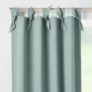 42"W x 84"L Tie Top Embellished Kids' Blackout Window Curtain Panel Green with Ties - Pillowfort