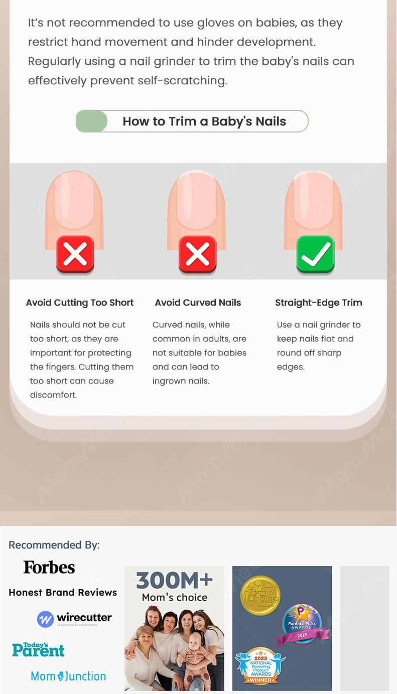 MOMMED Baby Finger nail clipper, 6 Grinding Heads and LED Light electric baby nail file