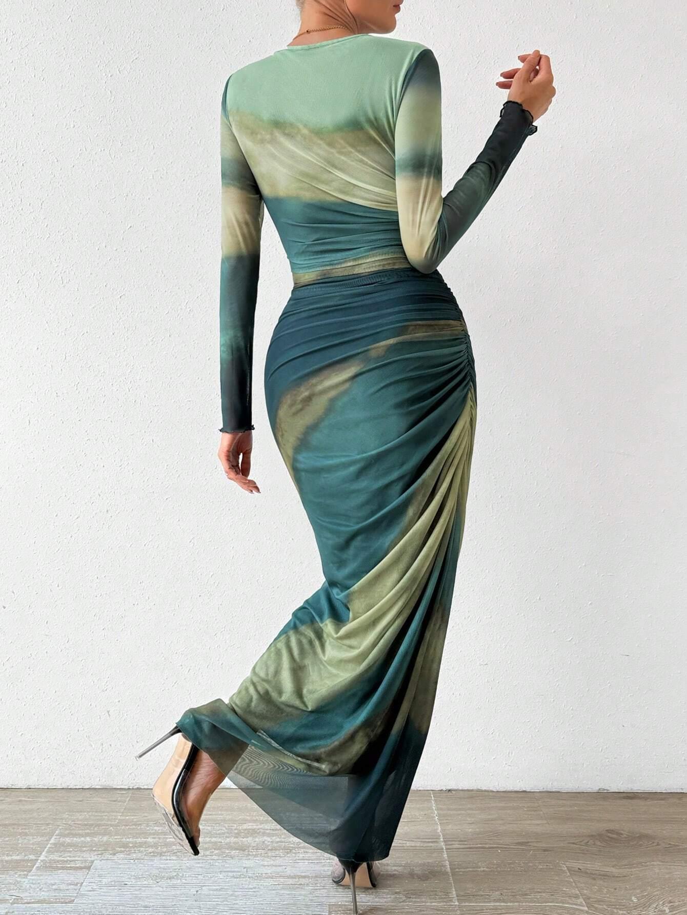 Tie-Dye Long Sleeve Dress