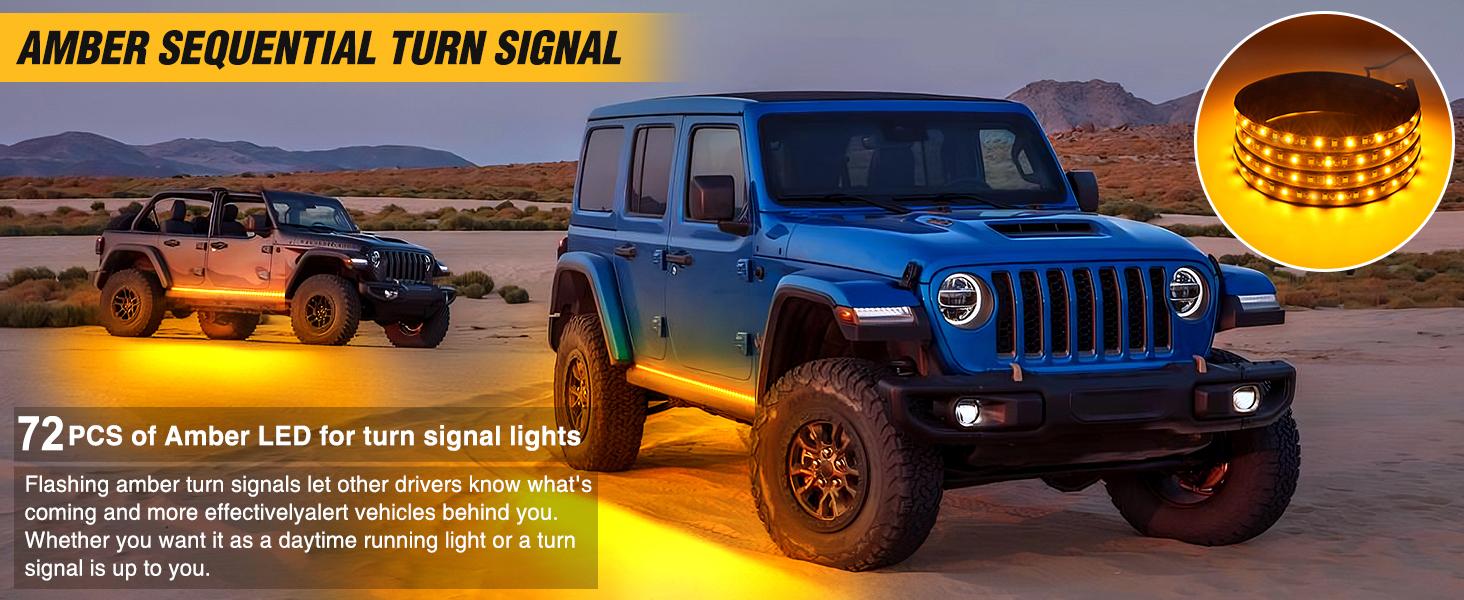 DIBMS 71" Running Board Lights 2PCS LED Strips w/Sequential Amber Turn Signal, DRL, White Courtesy Light for Extended Crew Cab Trucks Pickup Trailer, Side Wing Glow Light white courtesy light DIBMS 71" Running Board Lights 2PCS LED Strips w/Sequential Amber Turn Signal, DRL, White Courtesy Light for Extended Crew Cab Trucks Pickup Trailer, Side Wing Glow Light white courtesy light