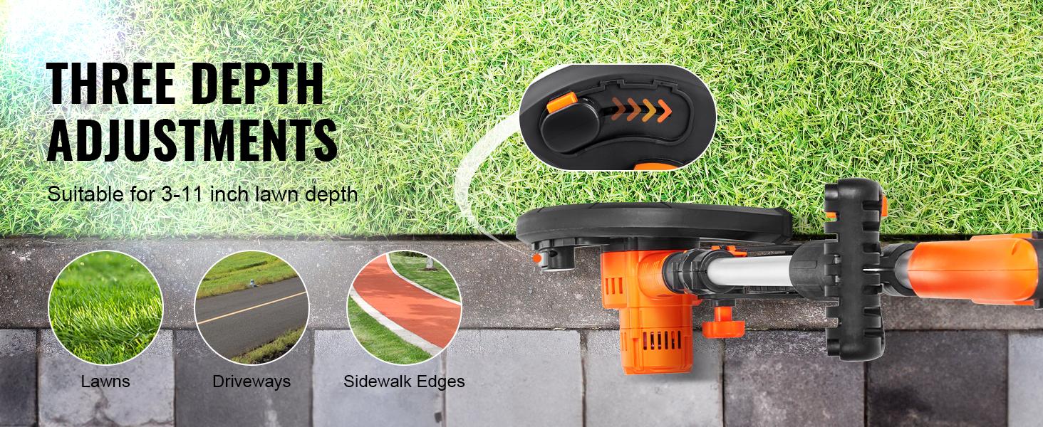VEVOR Lawn Edger, TikTokShopBlackFriday, 20 V Battery Powered Cordless Edger, 9-inch Blade Edger Lawn Tool with 3-Position Blade Depth, Battery and Charger Included, for Lawns, Driveways, Borders, and Sidewalk Edges