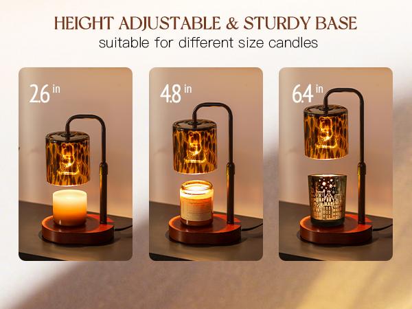 Tortoise Shell Home Decor: Black Candle Warmer Lamp with Timer Vintage Leopard Lamp with 2 Bulbs Height Adjustable Candle Warmer Dimmable Christmas Gift for Women