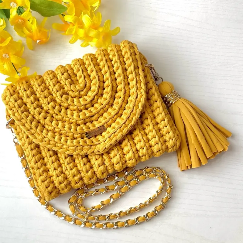 Crochet Clutch Crossbody Handmade Bag Crochet Summer Bag Knitted Bag Gifts for Mom Mothers Day Gift with Tassel and Lining