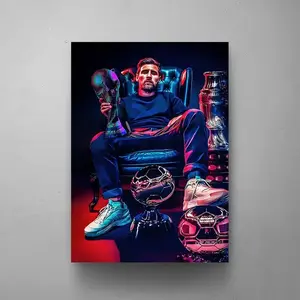 LIONSI Football Legends Art, Inspirational Wall Art, Messi Poster, Printable Wall Art, Framed CANVAS, Gift For Him, Soccer Room Decor