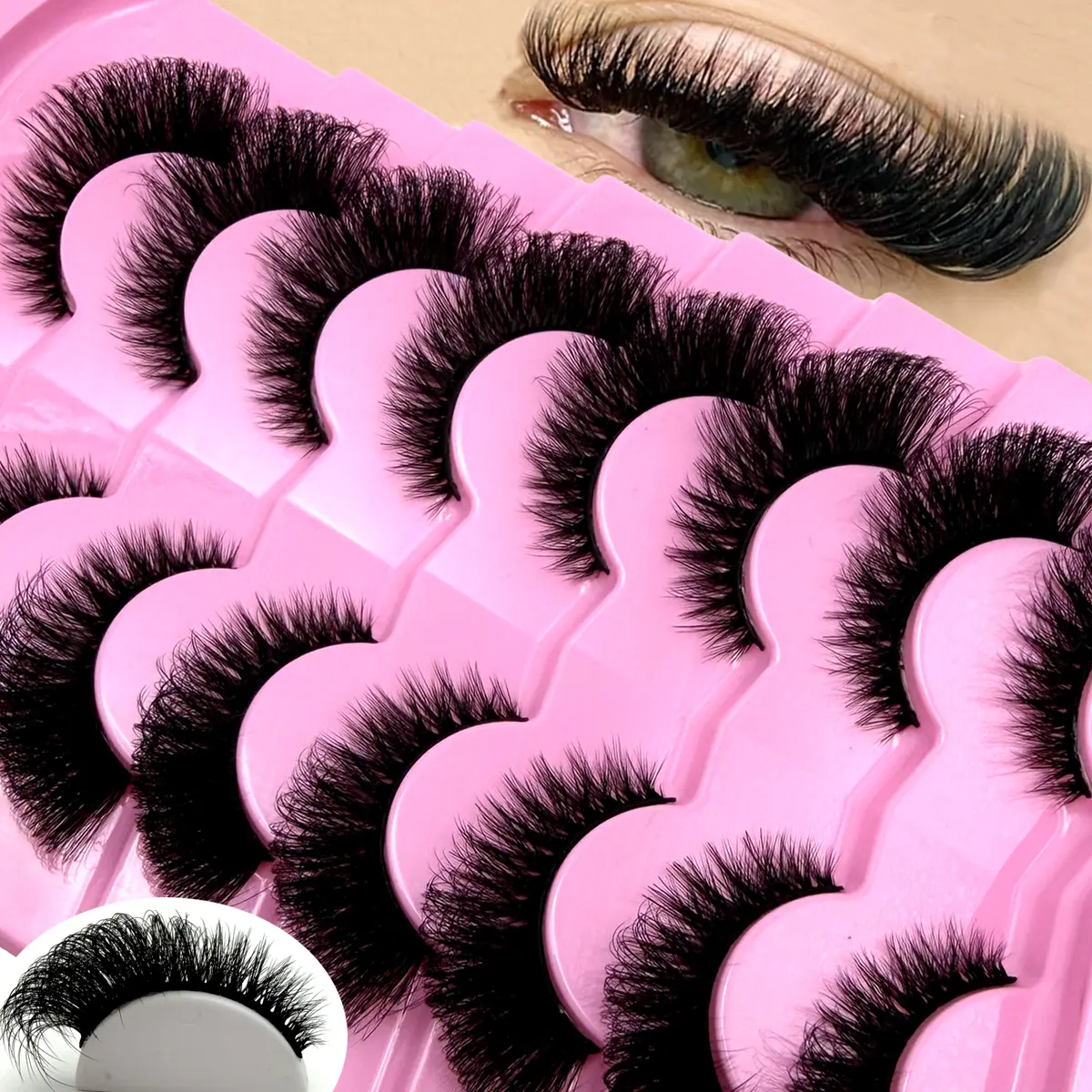 MKYDCG New 8-Pair Faux Mink Cat Eye False Eyelashes, D Curl, Eye End Lengthening, Long Curling, Thick Fluffy, All-Match, Comfortable for Makeup Use, Eyelashes Extensions, Lash Extension, Cosmetic, Fluffy Lash Volume, Dramatic Lashes