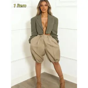 Women's fashionable elastic waist loose casual pants, with a four season universal plain color design, comfortable and fitted