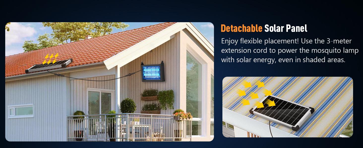 AUKFA Solar Bug Zapper Outdoor, Waterproof Mosquito Zapper Outdoor Solar Powered, 4500V Electric Bug Zapper Indoor w/Smart Light Sensor, Mosquito Trap Fly Zapper for Patio Kitchen Garage Yard Camping