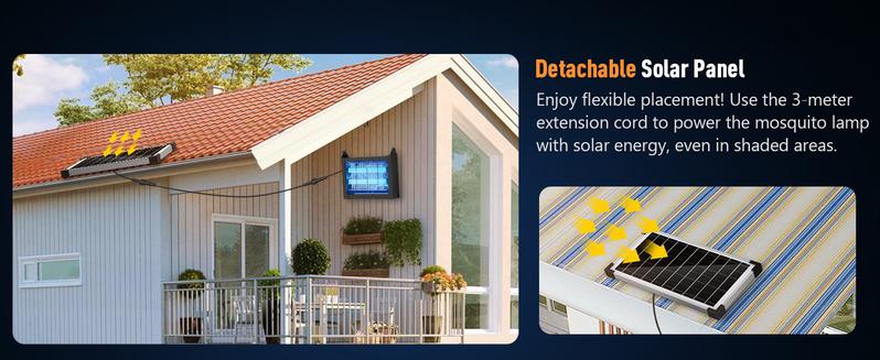 AUKFA Solar Bug Zapper Outdoor, Waterproof Mosquito Zapper Outdoor Solar Powered, 4500V Electric Bug Zapper Indoor w/Smart Light Sensor, Mosquito Trap Fly Zapper for Patio Kitchen Garage Yard Camping