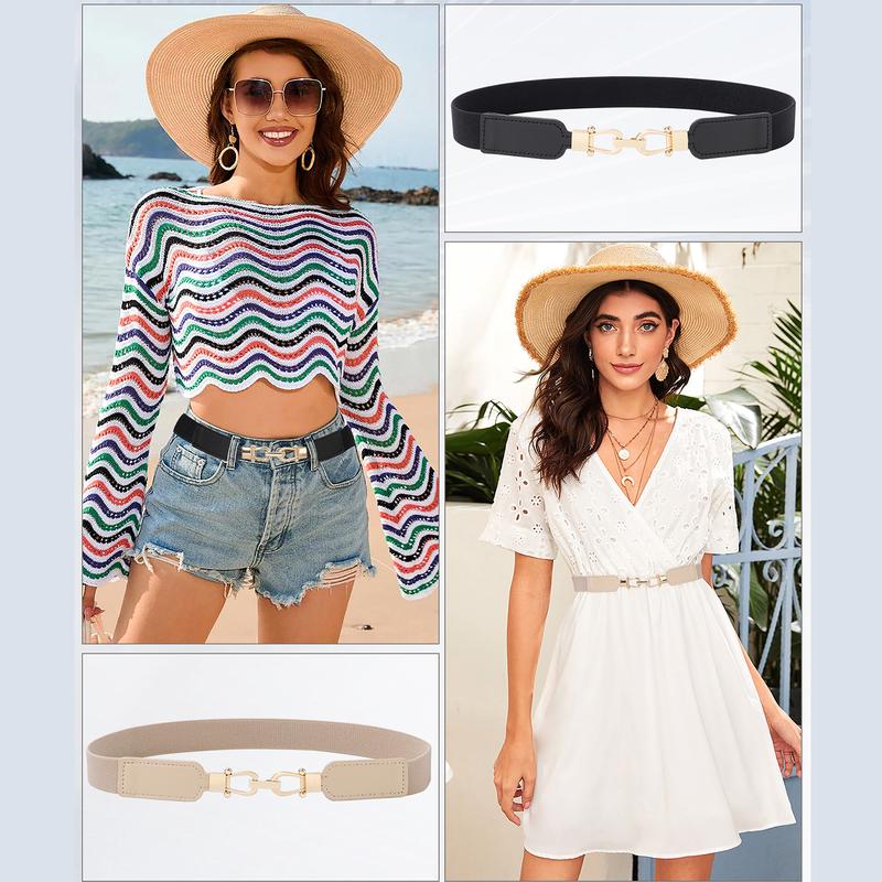 AWAYTR Stretch Skinny Belts for Women Dresses Jeans Retro Ladies Elastic Waist Belt 2/3Pcs Set TikTokShopBlackFriday