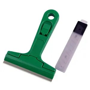 Kattool Razor Blade Scraper, Stainless Steel Single Edge Replacable Blade Razor Scraper with 9PCS 4Inch Replacement Blades for Floor Wall Aquarium Cleaning