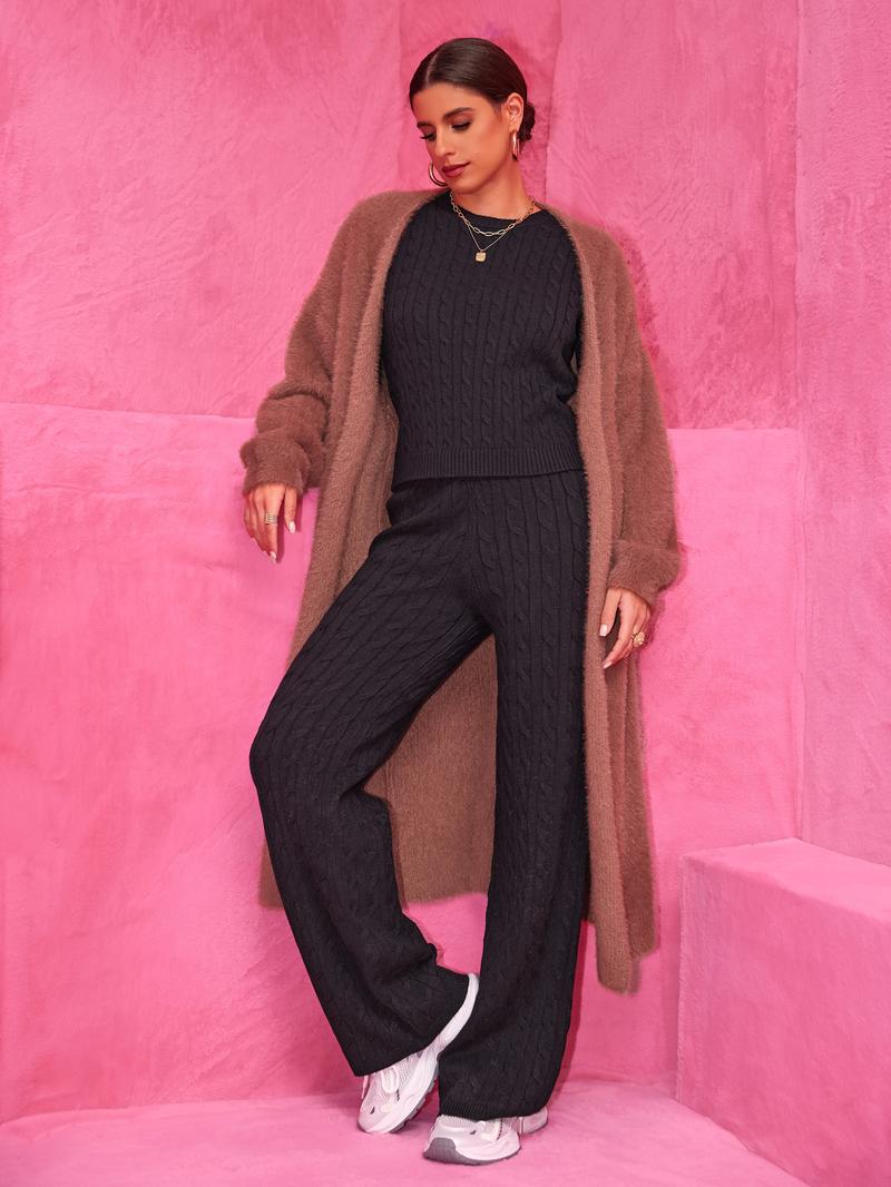 Joyfunear Women's Fluffy Longline Cardigan Wool Sweater - Soft Plush Texture & Oversized Fit for Cozy Layering