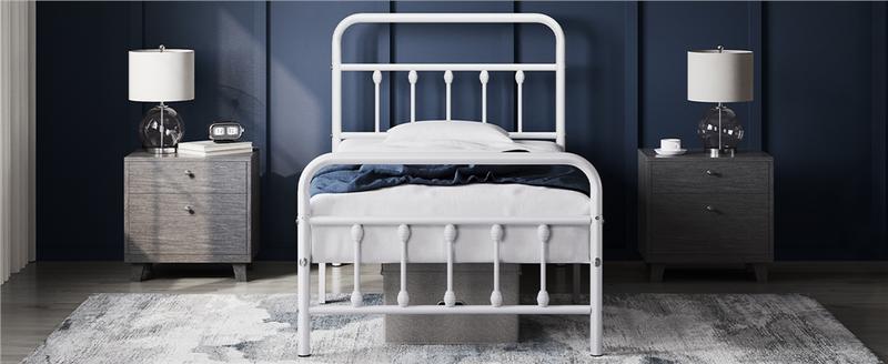 【Heavy Duty】Yaheetech Metal Bed Frame with High Headboard and Footboard, Twin/Full/Queen/King Sizes, Vintage Industrial Style, Under Bed Storage