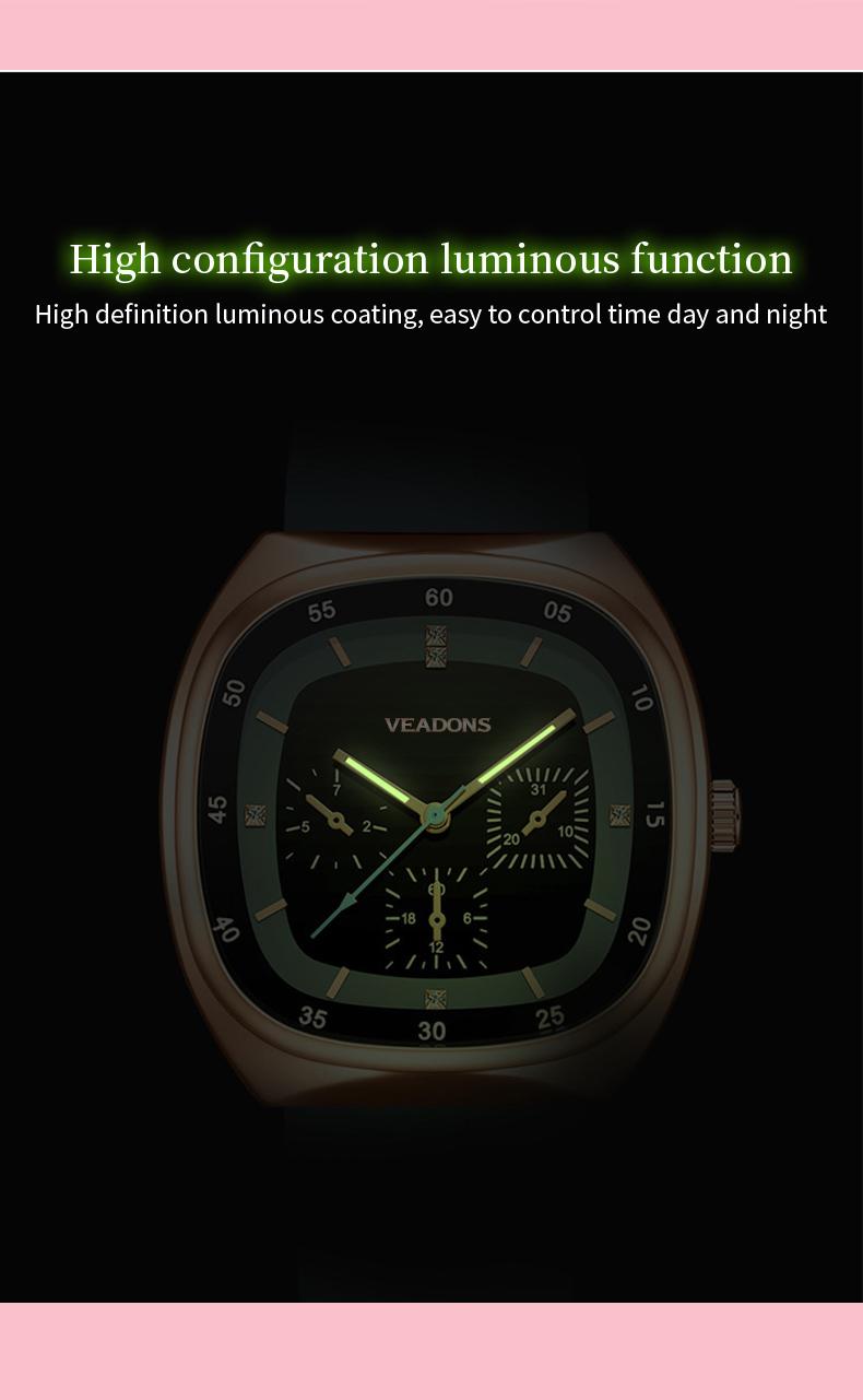 Fashion Watch TikTokShopStockUp  Valentine’s Day Gift Casual Stylish Open Dial Watch  Silicone Strap, Waterproof & Luminous, Perfect for All Occasions