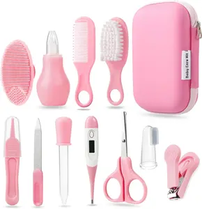 Baby Healthcare and Grooming Kit  Baby Safety Set Baby Comb  Brush  Finger Toothbrush  Nail Clippers  Scissors  Nasal Aspirator  Baby Essentials Nursery Care Kit (Pink)