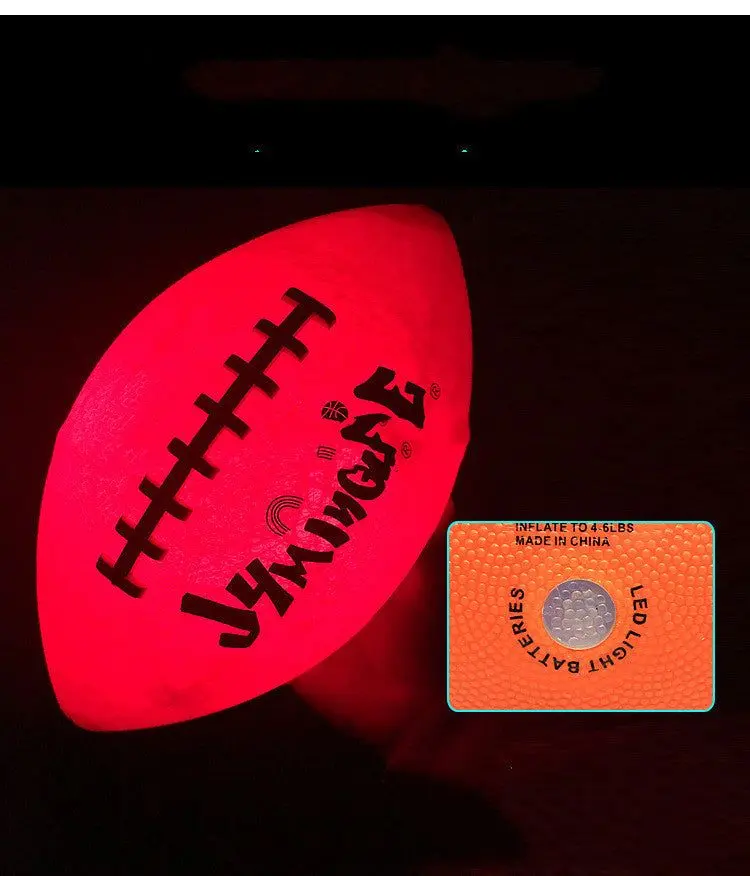 LED Glowing Rubber American Football, Unisex Lightweight Sports Ball with Glowing LEDs for Kids Outdoor Play, Indoor/Outdoor