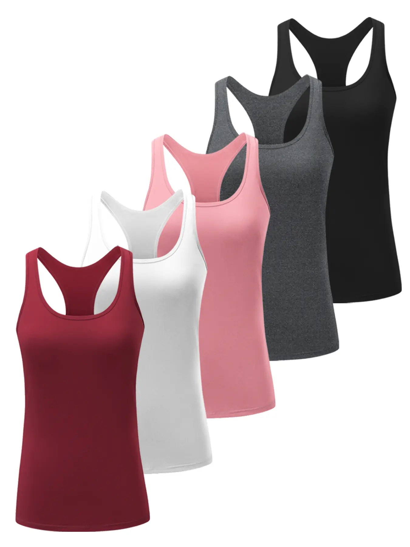 Women's 5-Pack Maternity Racerback Tank Tops with Compression Fit, Dry-Fit Activewear for Gym & Workouts, Racerback Cut, Gymclothes, Gym Training Sportswear, Gym Activewear, Maternity Clothing