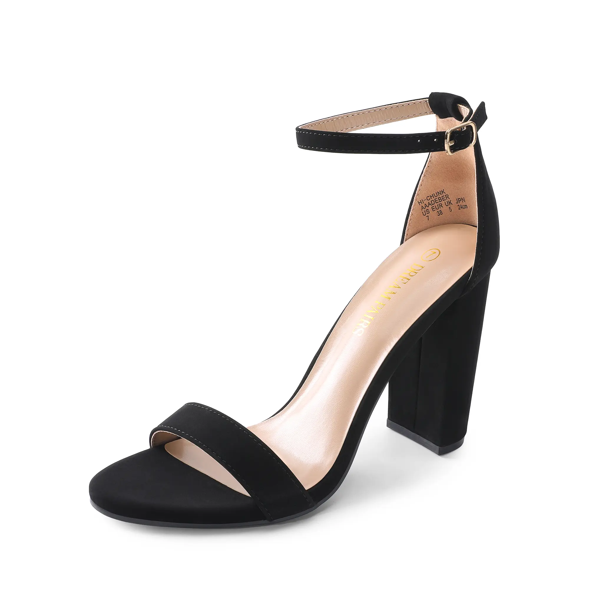 DREAM PAIRS Women's Elegant Buckle Chunky High Heel Leather Pump Dress Shoes, Wedding-Casual Footwear for Women's Heels Shoes, Women's Shoes, Heels For Women