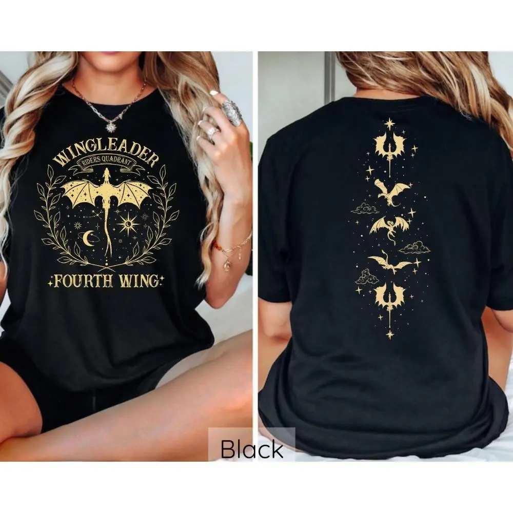Wingleader Fourth Wing Shirt, Basgiath War College Book TShirt, Night Court Sarah J Maas Crewneck, Dragon Rider Shirt, Riders Quadrant Tee,BlackHoodie BlackSweatshirt Cotton Menswear Graphic Crew Neck Top Womenswear Streetwear Crewneck Tshirt