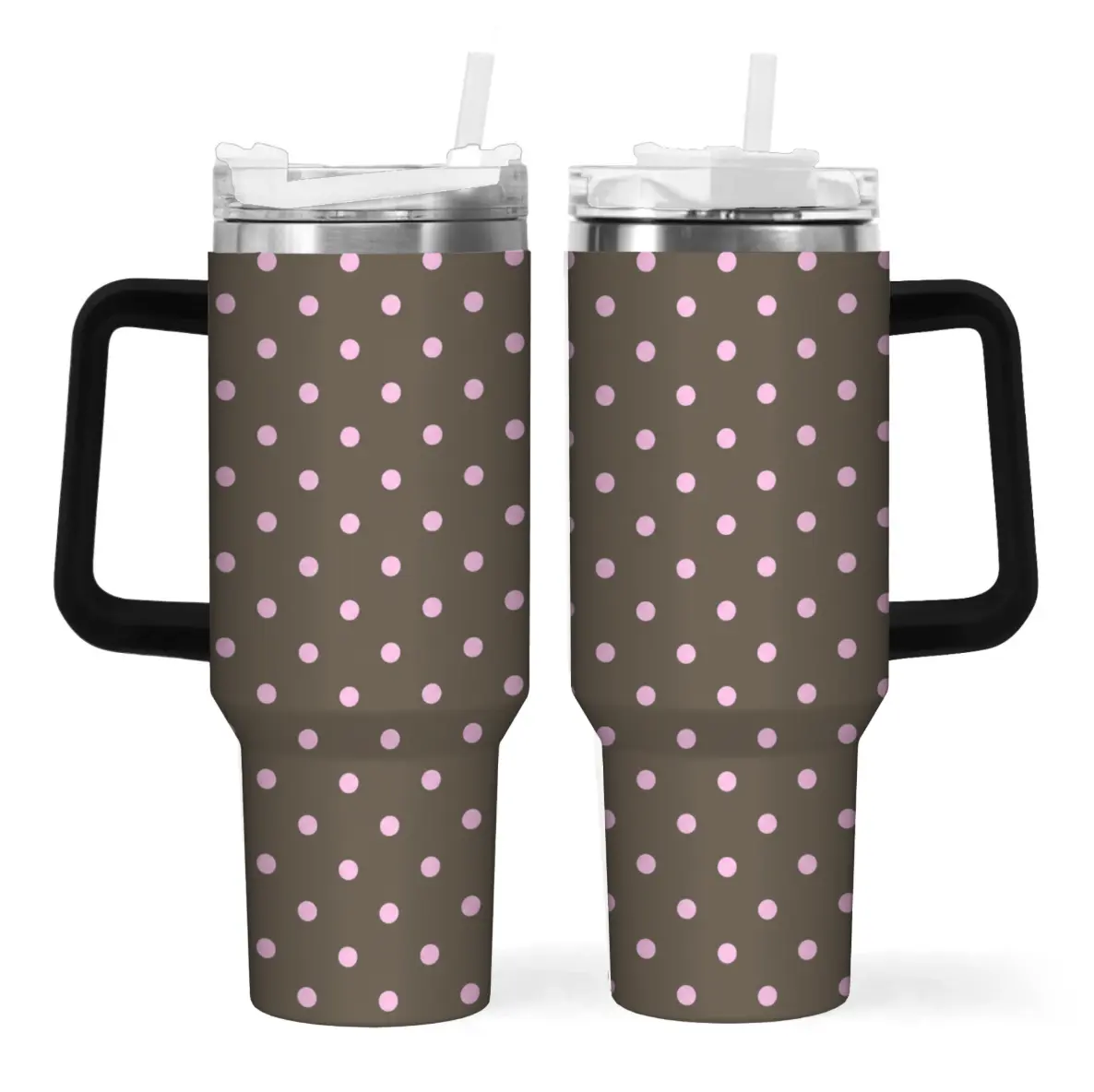 Tumbler with Handle and Straw | Stainless Steel 40oz Sizes | 100% Leakproof Insulated Tumbler | Keeps Ice 30+ Hours | Cup Holder Friendly Base Mug