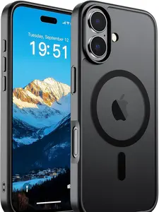 Magnetic for iPhone 17 Case (Compatible with MagSafe)(Military Grade Drop Protection) Translucent Matte Shockproof with Anti-Fingerprint Phone Cover,Black