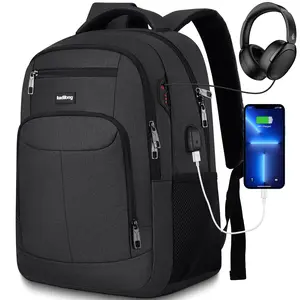 kadilong 15 Inch Backpack with USB Charging & Headphone Port, Water-Resistant Business Laptop Bag
