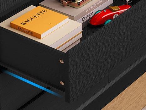 51.5 Inches Wide Dresser with 6 Drawers Black