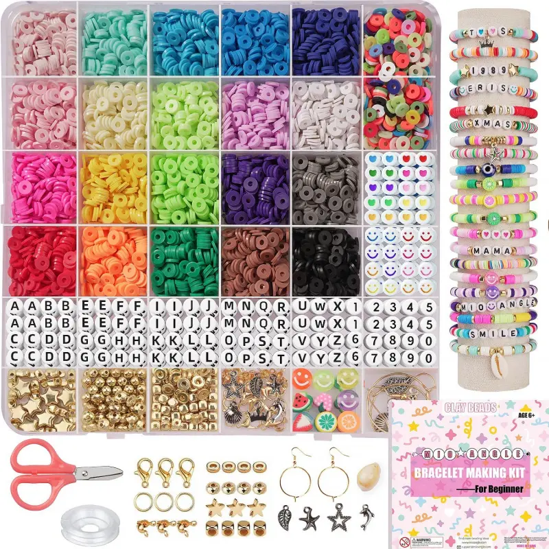 Preppy Polymer Clay Bracelet Making Kit, 5000+ Pcs Friendship Jewelry Craft Set with Charms, Beads & String for Girls & Boys, DIY Arts and Crafts Gift, Friendship Bracelets, Ages 4+