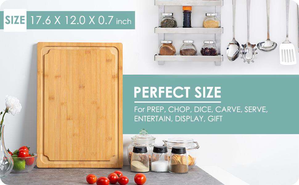 [Mom's Pick]Extra Large Kikcoin Bamboo Cutting Board with Handle,Stovetop Cover,Juice Groove,Wooden Chopping Board,Serving Tray,Cutting Board Table Kitchen Knives Kitchenware Oil