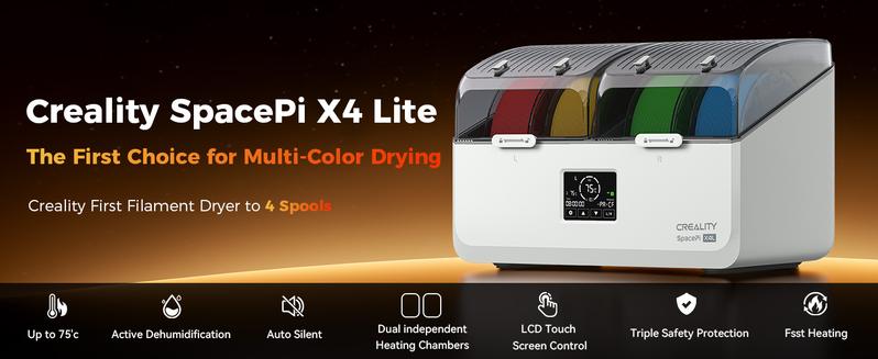 Creality SpacePi X4L Filament Dryer Box, 4-Spool Capacity, Rapid 75℃ Heating