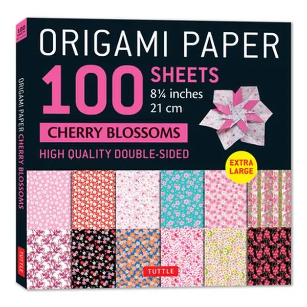 Origami Paper (Traditional Patterned Craft Paper for General Merchandise) - 100 Sheets, 8.25in (21cm) Extra Large Double-Sided, 12 Color Combinations, Instructive Loose-Leaf Book by Tuttle Studio