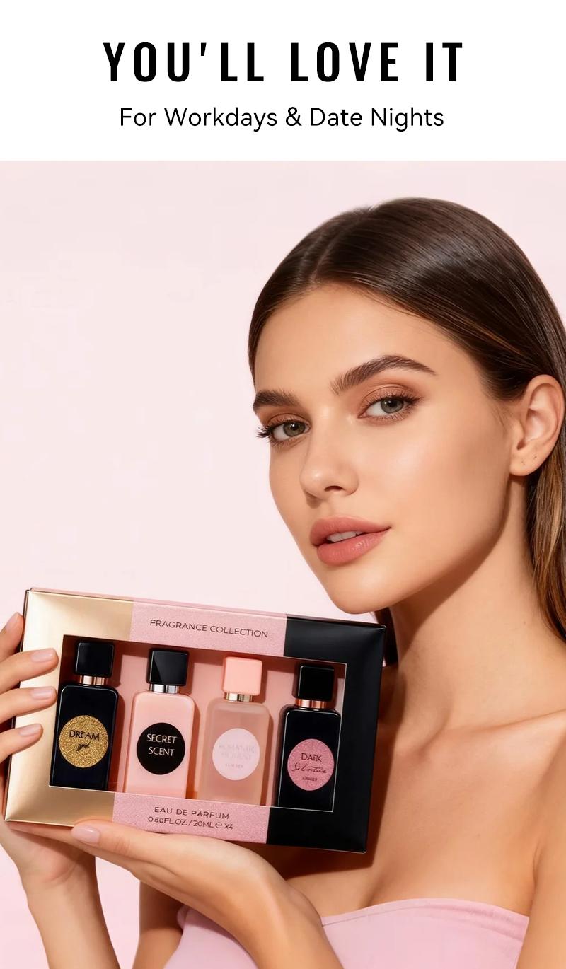 4-Piece Set, Women's Eau De Parfuma Spray Gift Box, Long Lasting Fragrance, 4 Different Flavor, Perfect For Holiday Gifts, Dating, Daily Life, Parties, 0.68 fl oz/bottle