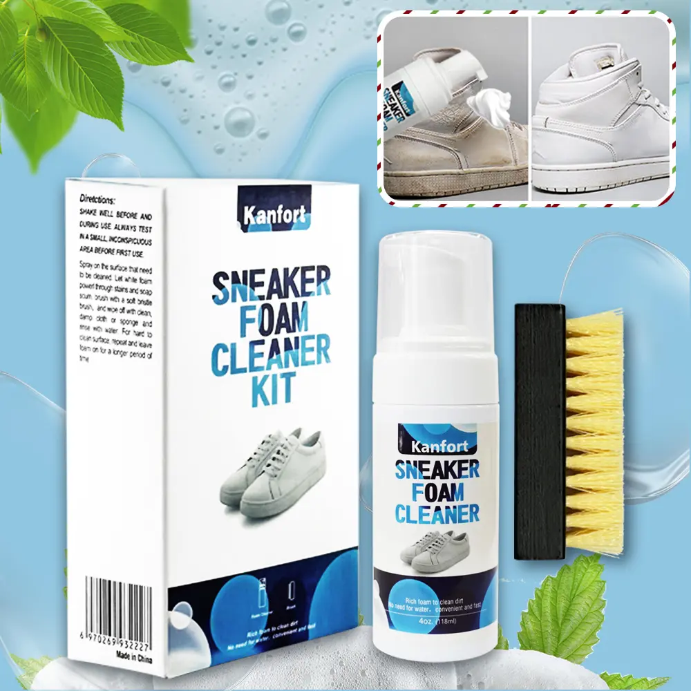 Foam Shoe Cleaner Kit for Shoe Cleaning & Care - Safe for Suede, Leather, Knit, Boots, Canvas, Fabric, Nylon Mesh, PU, Footwear, Nubuck Cleaning & Care
