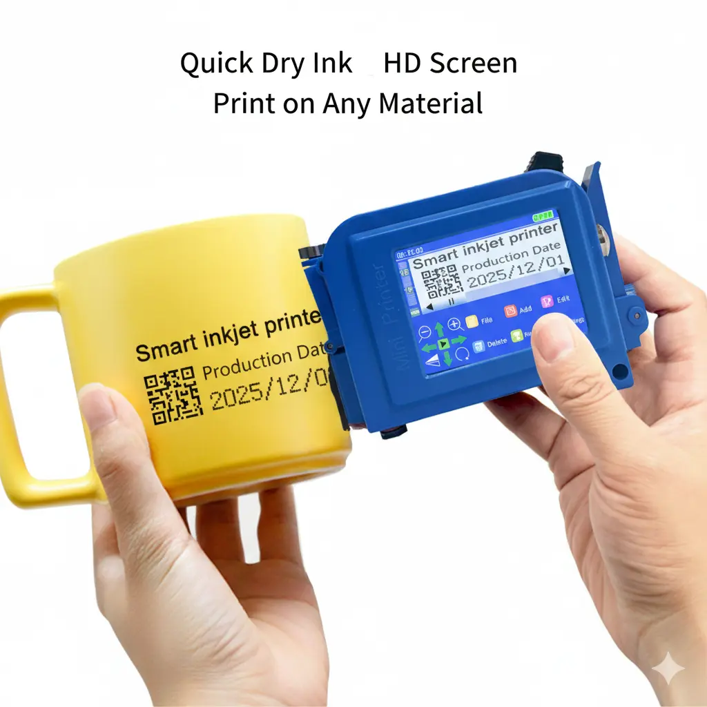 Phezer Upgraded PC11 Plus Mini Inkjet Printer, Portable Pocket Marking Device with Touch Screen, Quick-Drying Ink Cartridge, 25 Languages for Flat/Curved Surfaces, Logos, Labels, Times, QR Codes, Barcodes, Batch Numbers, Plastic, 0.55Lb/0.25Kg, New, Pocke