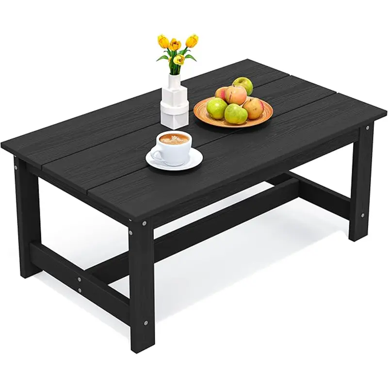 SERWALL Modern Aesthetic HDPE Outdoor Patio Round Coffee Table - Versatile Design for Balcony, Deck, Outdoor Furniture Living Spaces