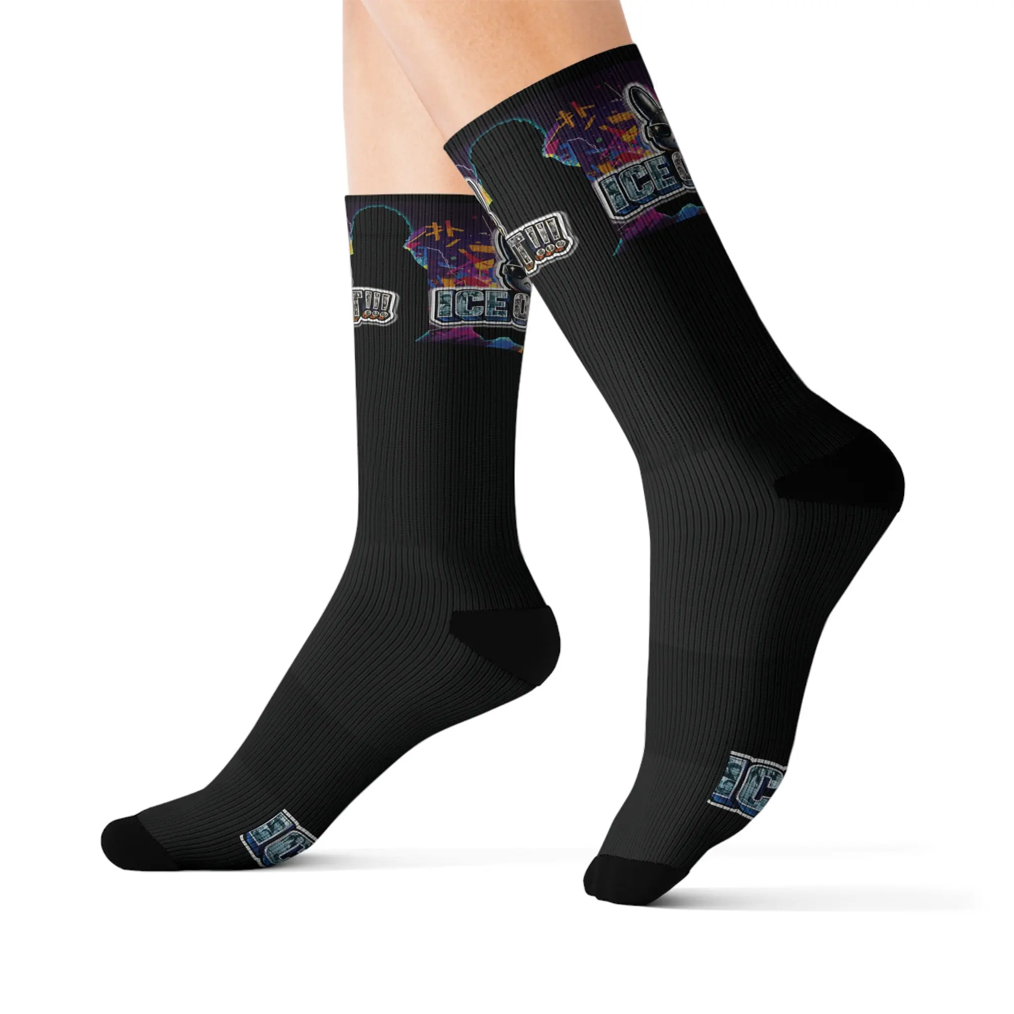 Neon Retro Bunny Arcade Socks | Sublimation Socks