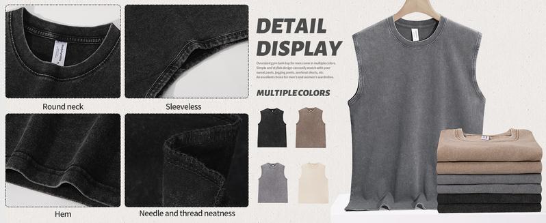 Arssm 3-Pack Acid Wash Tank Tops – Unisex Sleeveless Cotton Muscle Tee & Cut-Off Loose Fit Vintage Streetwear for Summer Layering & Casual Outfits