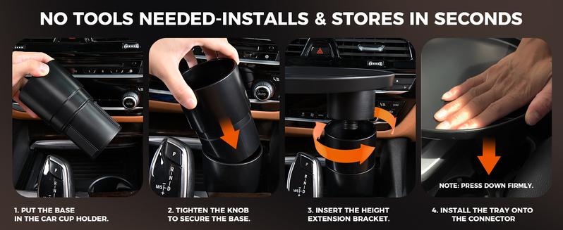 FLORICH All-in-One Car Organizer: Big Cup Holder Expander & 360° Rotating Tray. Universal Steering Wheel Mount Desk Car Tray for Food, Laptop, Drinks. Fits Auto Center Console. Big Cup Holder Expander for Car，Car Cup Holder