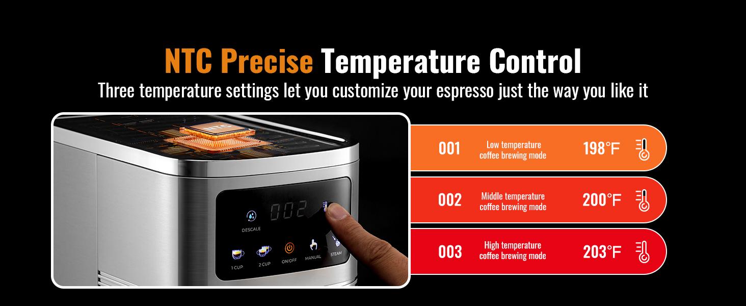 Professional Espresso Machine 20 Bar with Milk Frother Steam Wand and Touchscreen, Compact Stainless Steel Coffee Machine with Adjustable Temperature Coffee Making Machine