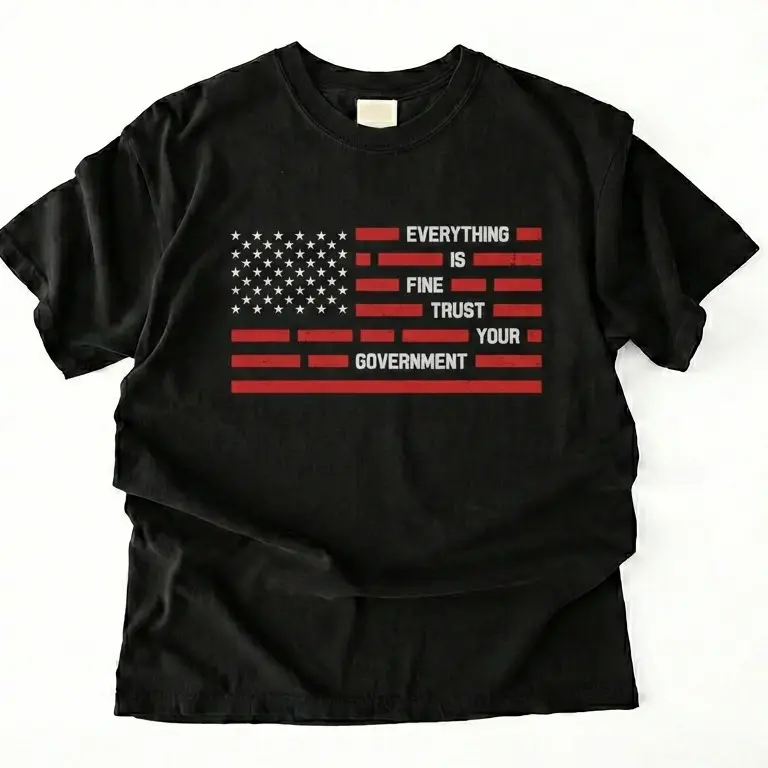 Everything Is Fine Trust Your Government Sarcastic T-Shirt Streetwear