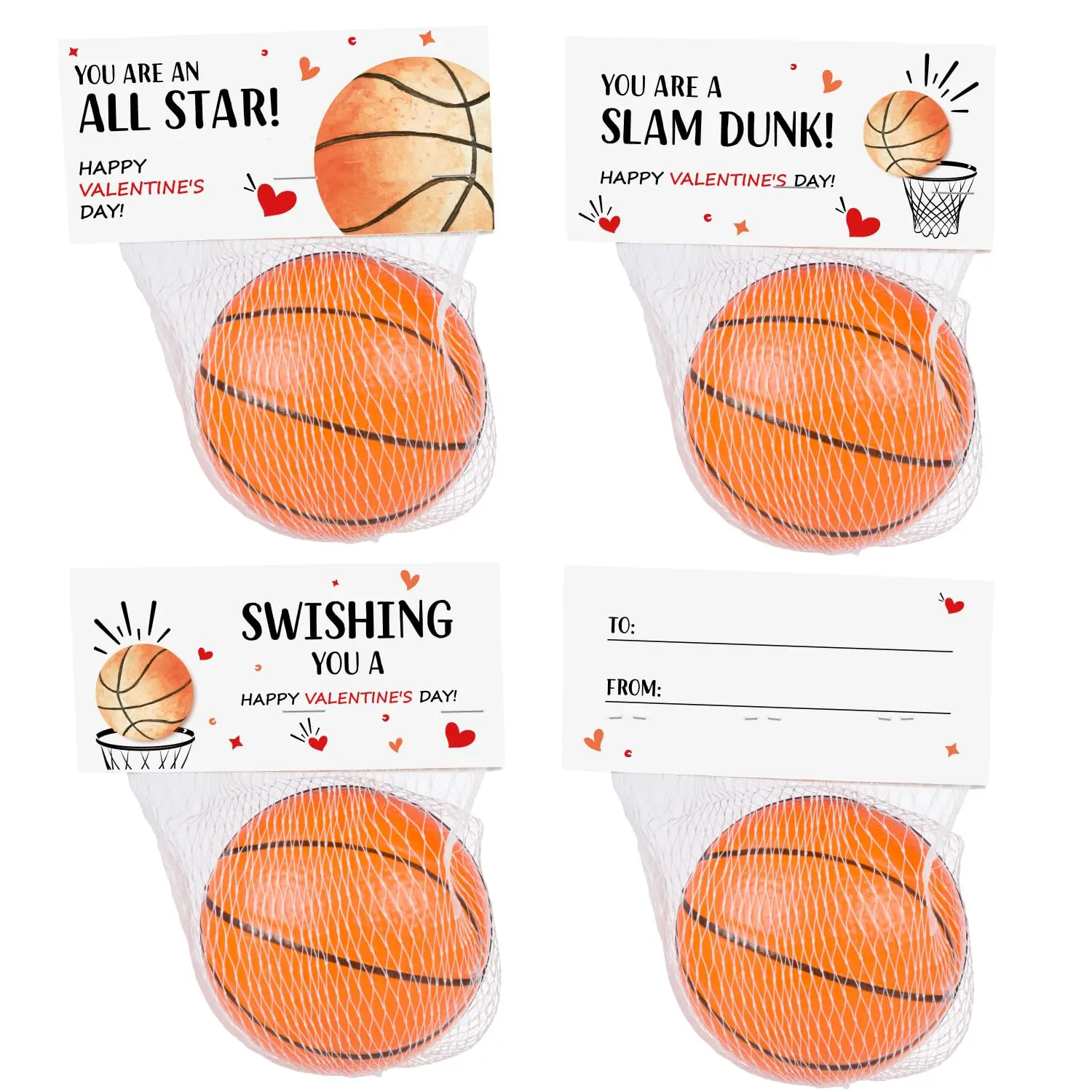 Funeta Basketball Stress Ball Valentine’s Day Gifts for Kids | 30-Pack Classroom Set
