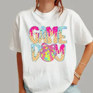 Softball Drip Game Day T-Shirt, Preppy Ice CreamSoftball Tee,Softball Mama Dripping Shirt, Cute Game DaySoftball Mom T-Shirt