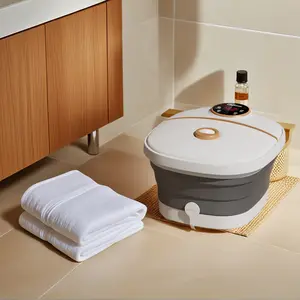 Valentine's Day gift Collapsible Foot Spa Bath with Heat, Massage Rollers, Timer, Bubble, Temperature Control Pedicure Foot Spa, Foot Bath Light Set Basin Container Bathroom