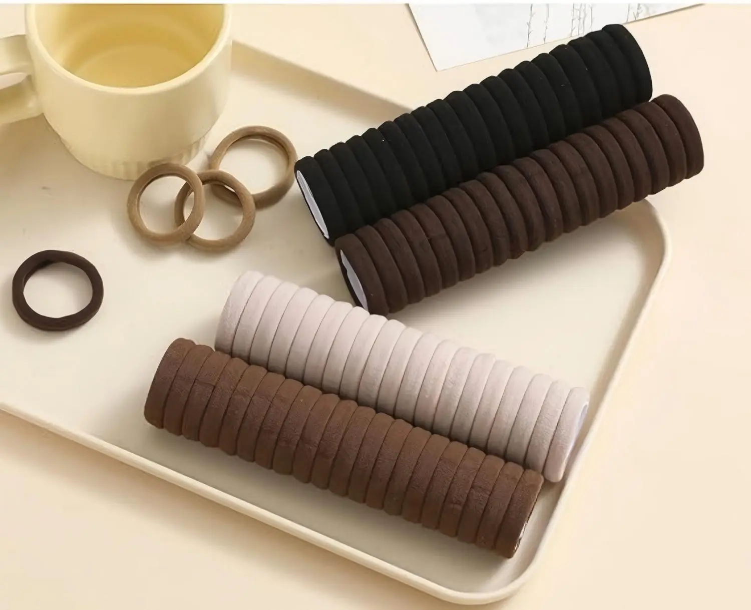 100 Pieces Soft Hair Ties No Damage, Stretchy Ponytail Holders for Thin and Thick Hair, Seamless Elastic Hair Bands for Women Girls