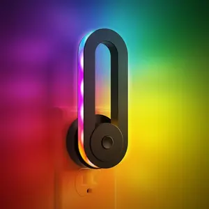 DORESSHOP Rainbow RGB Flowing Night Light with 3 Modes & 180° Rotatable Design Smart Sensor Decorative LED Lamp for Gaming Room Bedroom Nightstand