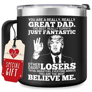 Funny Gifts for Dad from Daughter, Son - Father's Day Gifts for Dad, Men - Dads Birthday Gift Ideas, Happy Birthday gifts for Dads, Fathers - Best Dad Ever Gift, 14 Oz Coffee Mug Washable Cup Tumbler