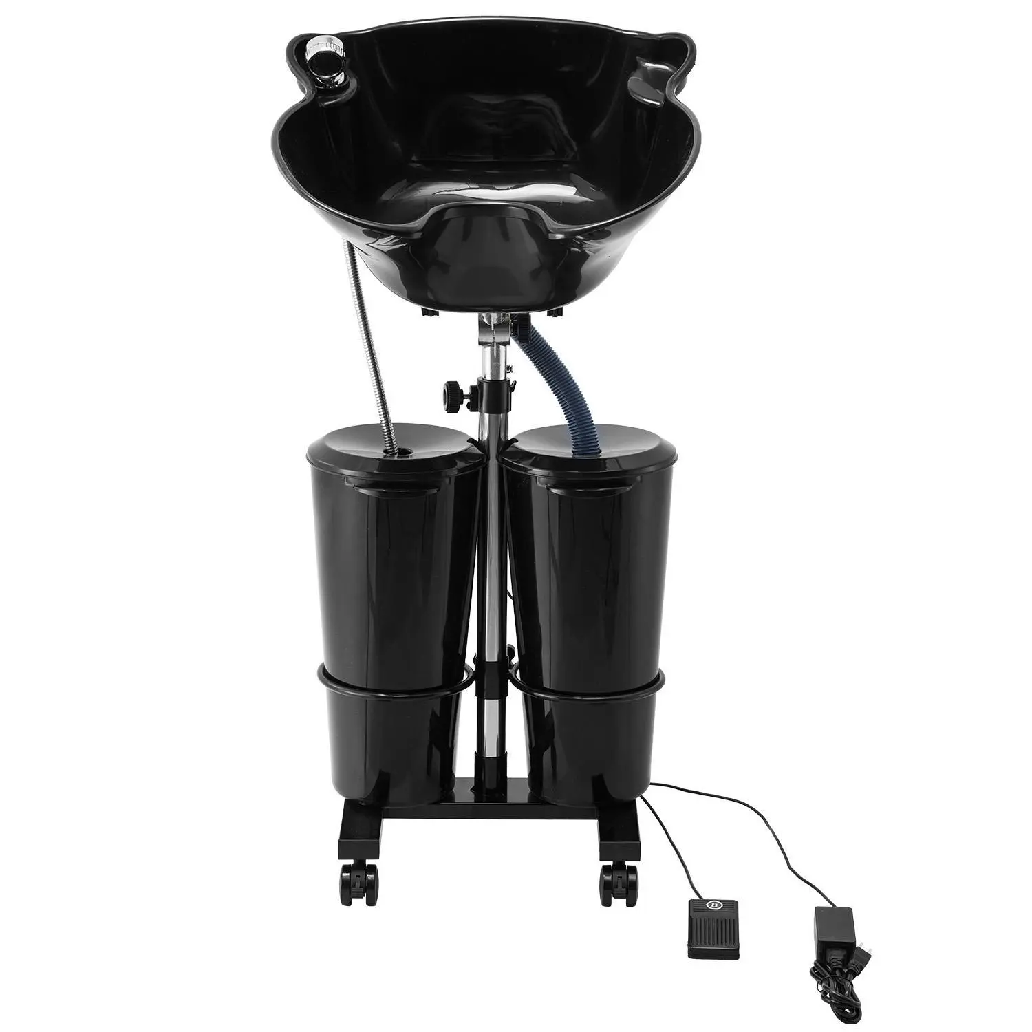 【SummerFinds】VEVOR Portable Shampoo Bowl,  , Shampoo Sink for Washing Hair with Electric Pump, Includes 2 Buckets 2 Showerheads, Drain Hose, Height and Angle Adjustable Portable Wash Bowl for Home Salon Use, Black