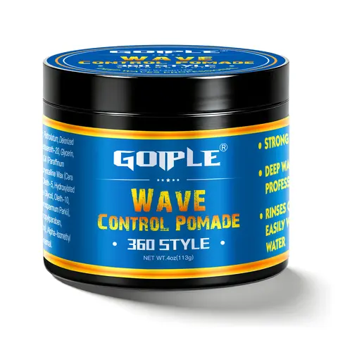 Water-Based Wave Pomade for Men - Strong Hold, Moisturizing 360 Wave Training Cream for Black Hair, Easy to Use and Wash 4oz Gel Haircare Shea