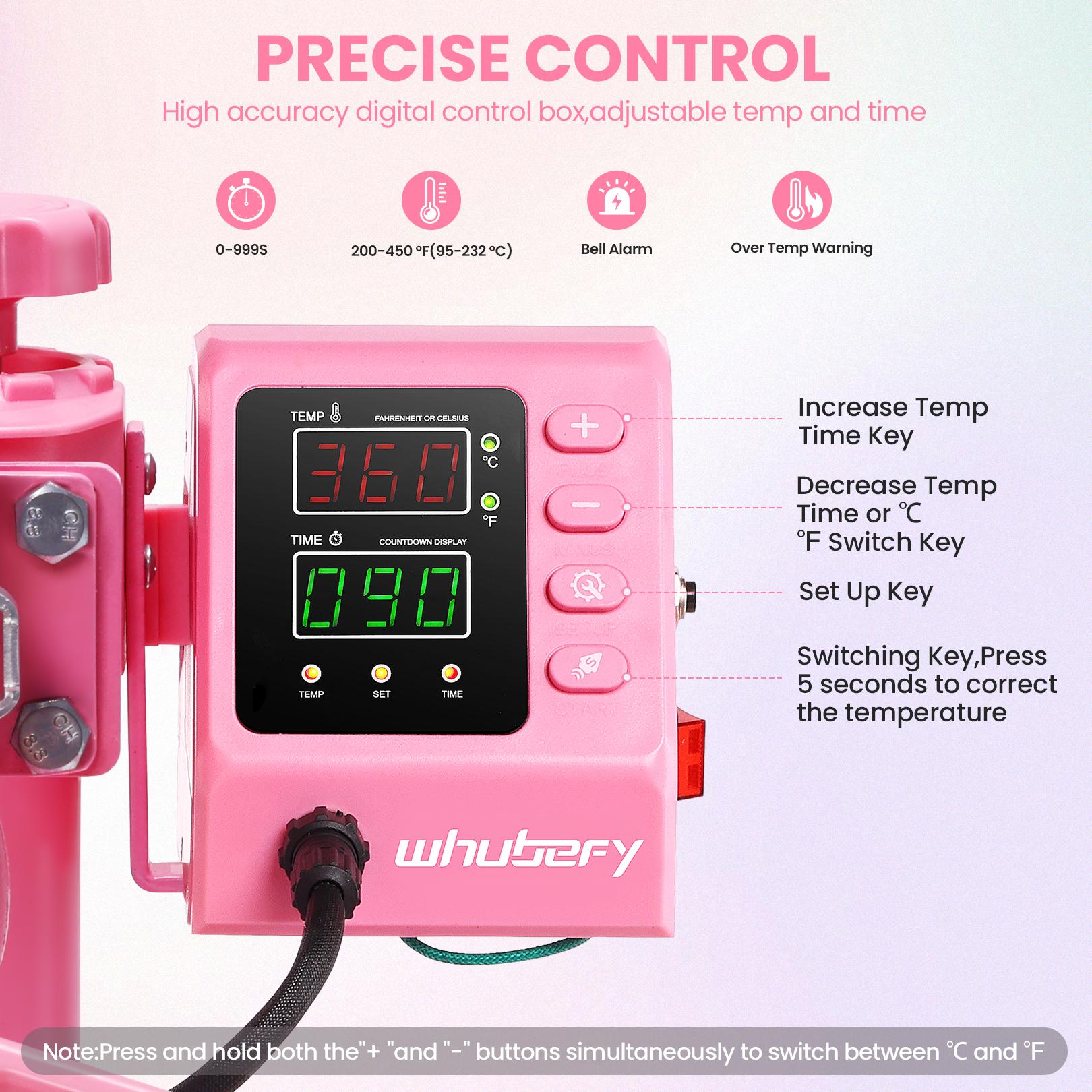 AKEYDIY Pink 15''x12'' Heat Press Machine for Tshirts, 5 in 1 Heat Transfer Machine, Heat Printing Press for Sublimation Combo with 360° Swing Away for Hat Cap Mug Plate, Beginner-friendly, Christmas Gifts Design Handicraft,TikTokShopBacktoSchool