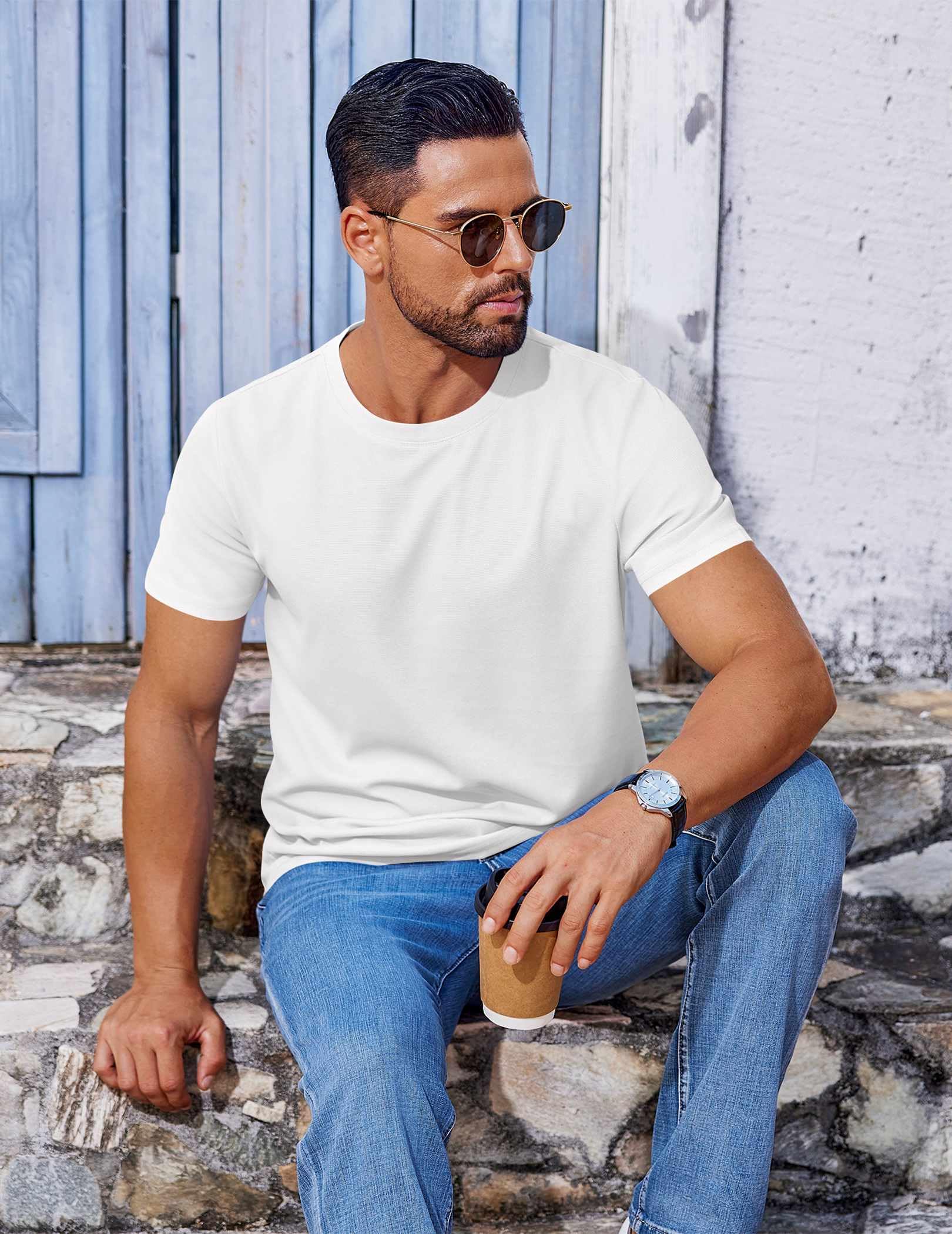 COOFANDY Men's T Shirt Short Sleeve Crew Neck T-Shirt Casual Summer Classic Basic Tee Shirts