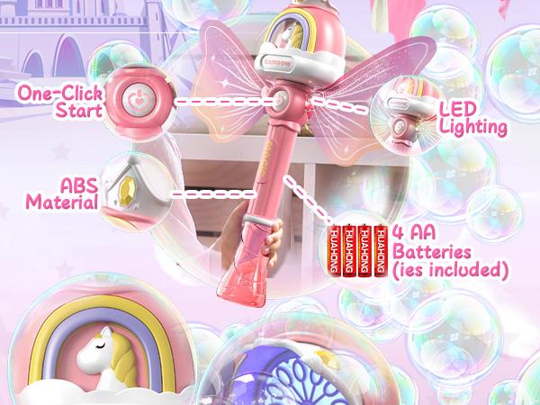 Bubble Machine Wands with Colorful Lights, Princess Bubble Wands with 4 AA Batteries & 2 Solutions, Girl Stuff Outdoor Party Toys for Toddlers, Birthday Gift for 3 4 5 6 7 8 Year Old Girls Bubble Machine Wands with Colorful Lights, Princess Bubble Wands with 4 AA Batteries & 2 Solutions, Girl Stuff Outdoor Party Toys for Toddlers, Birthday Gift for 3 4 5 6 7 8 Year Old Girls